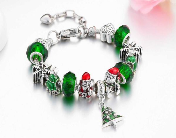 handmade jewelry whole charm bracelets european style diy large hole bead bracelet christmas gifts for women christmas tree be4428414, Golden;silver